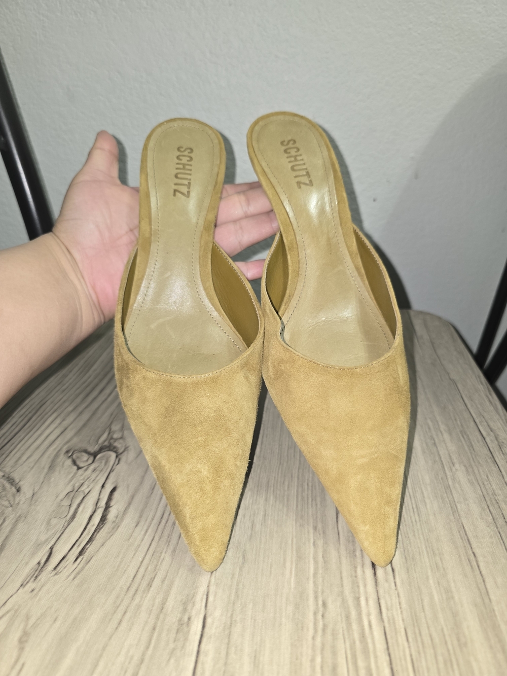 SCHUTZ Tan Suede Pointed-Toe Mule